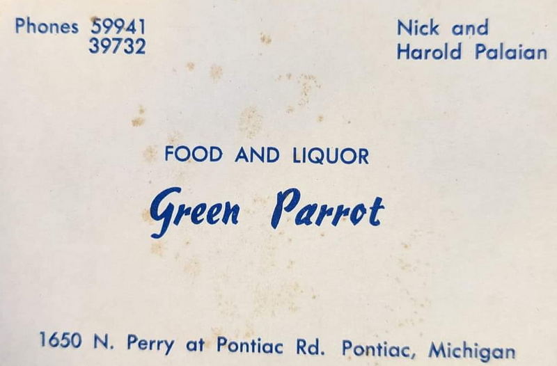 Green Parrot Bar (Press Box, Bongos) - Old Postcard